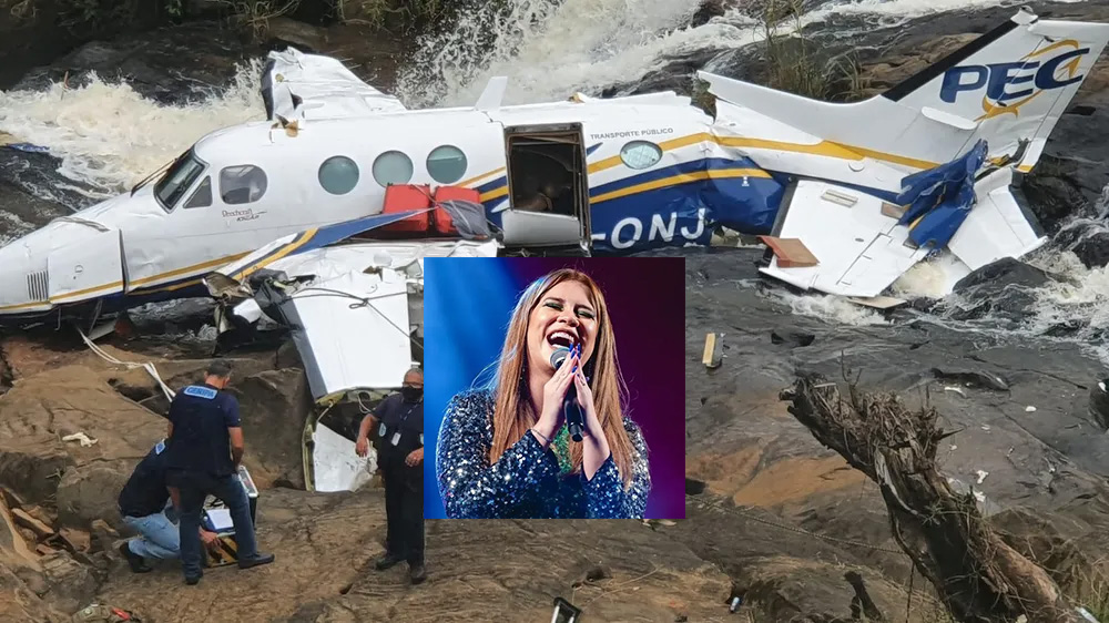 Pilotos e técnico da Cenipa colhem pistas do avião que caiu causando a morte da cantora Marília Mendonça e mais quatro pessoas — Foto: Carlos Eduardo Alvim/TV Globo