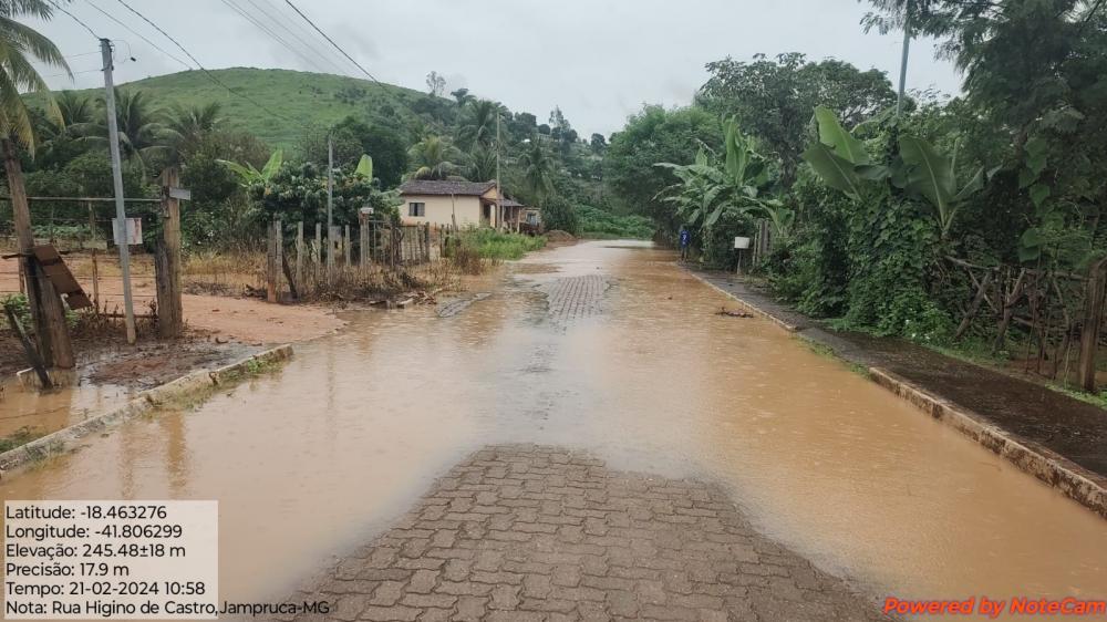 Rua Higino de Castro na Baixa da Égua nesta quarta-feira (21). - Foto: Defesa Civil de Jampruca